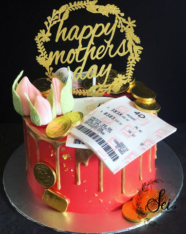 Red x Gold Longevity Peach 4D Money Pulling Cake